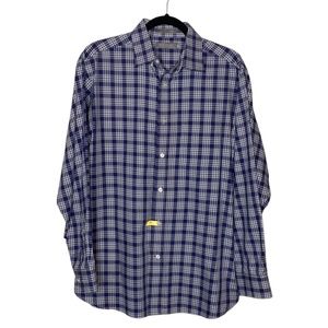 Daniel Cremieux Signature Collection Blue/Gray Plaid Long Sleeve Button Down M